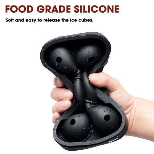 2 Pack Silicone Ice Cube Trays Mold, Round Sphere Ice Ball with Lid ; Large Square Ice Cube Mold (Black) - Toytexx 2 Pack Silicone Ice Cube Trays Mold, Round Sphere Ice Ball with Lid ; Large Square Ice Cube Mold (Black) - Toytexx